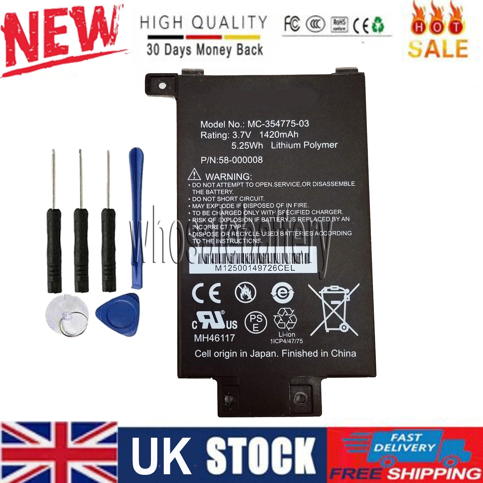 Rechargeable Battery For Amazon 58-000008,MC-354775-03,S2011-003-A,S2011-003-S