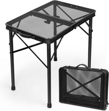 2Ft Small Folding Table with Carry Handle, Camping Table Adjustable Height