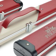 1PC PERADON HALO DOUBLE SNOOKER/POOL CUE CASE -HOLDS 2 CUES- RED & CREAM STRIPED
