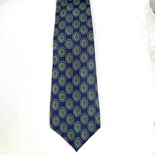 Burberrys Men  s Silk Tie Navy Blue Red Green Foulard Geo USA Made VTG 3.5x56