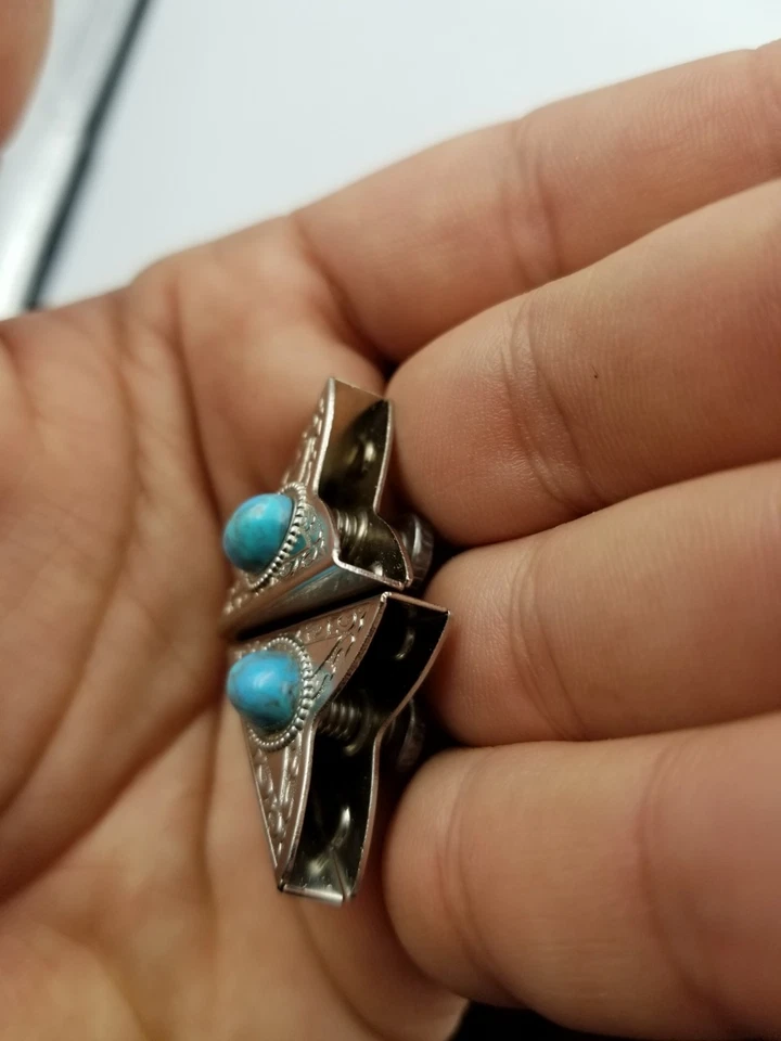 Western collar tips with turquoise stones marked USA - Image 3 of 4