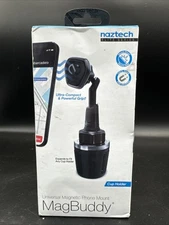 NEW Naztech MagBuddy Universal Magnetic Phone Mount Black Fits Any Cup Holder