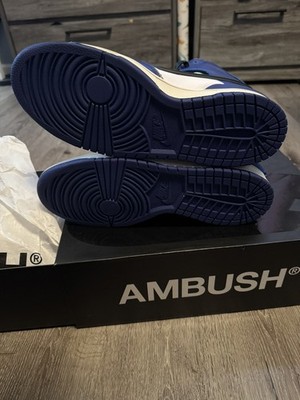 Nike Dunk High AMBUSH Deep Royal Leather High Top Men's Athletic Sneakers 2021
