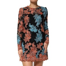 DOLCE & GABBANA Dress Multicolor Floral Embroidery ShiftMini IT44/US10/L 2820usd
