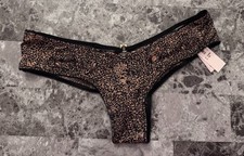 NWT VICTORIA'S SECRET LEOPARD SATIN SMOOTH STRAPPY BACK HIGH LEG CHEEKY PANTIES