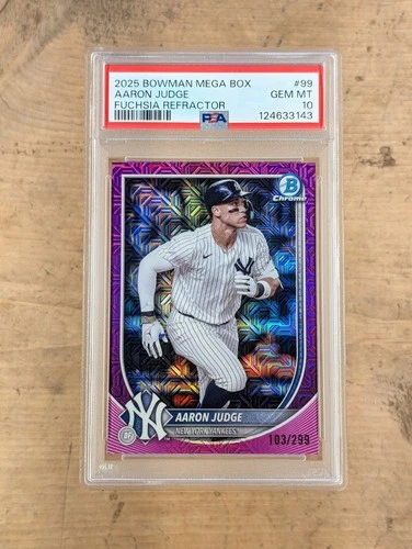 2025 BOWMAN MEGA BOX - Aaron Judge Chrome Fuchsia Refractor /299 - #99 PSA 10