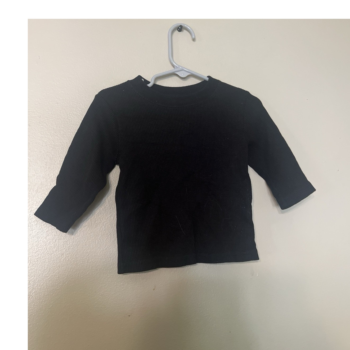 Garanimals Black Solid Long Sleeve Crew Neck Knit Cotton Blend Tee 12M