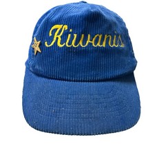 Vintage 1980s Kiwanis International Blue Corduroy Mesh Lined SnapBack Cap  Pin