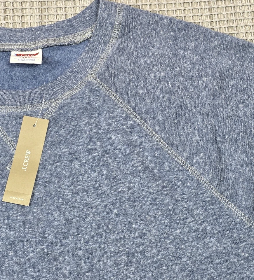 Sudadera J.CREW Ropa Deportiva Hombres L Azul Jaspeado Cuello Redondo Raglán Retro Nueva con Etiquetas Foto 4 de 4