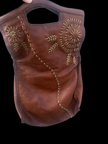 🍀LUCKY BRAND Abbey Road Whiskey Brown Leather Messenger Foldover Crossbody Bag  - Picture 2 of 8