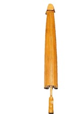 Vintage Large Japanese Rice Paper and Bamboo Wood Wagasa Parasol Umbrella Gold