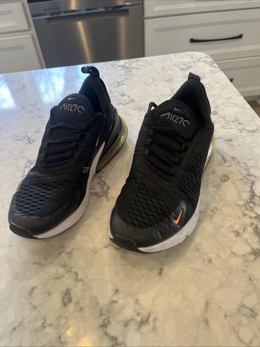 Nike Air Max 270 (GS) Black Total Orange Size US 6Y Casual Runners