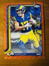 2025 Topps Chrome Puka Nacua #BA-PN Orange Ray Wave On Card Auto 9/25 SSP RARE