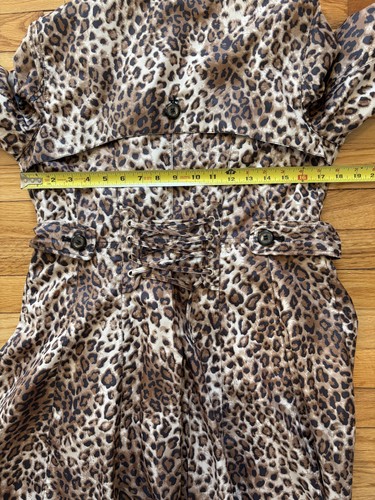 Betsey Johnson Coat Womens Small Leopard Trench Belted Corset Back Epaulets - Picture 7 of 10