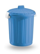 Pattumiera bidone con Coperchio Chiusura a Ganci Colore Blu 50 litri