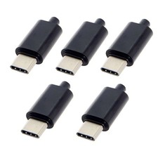 chenyang 5 Pack USB C DIY Connector 3.1 Type C 24Pin Male Plug Port Black