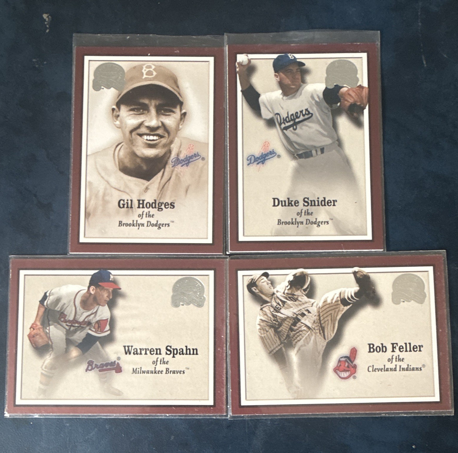 Fleer Greats Of The Game 4 card lot 2000 Hodges Snider Spahn Feller MLB