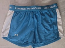 Under Armour Girls Shorts Size Youth Large Baby Blue, Logo Tie Waistband NWOT