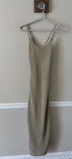NWT Fashion Nova Size M Gold Sol Metallic Crochet Maxi Dress Sleeveless Bodycon