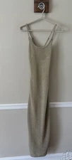 NWT Fashion Nova Size M Gold Sol Metallic Crochet Maxi Dress Sleeveless Bodycon