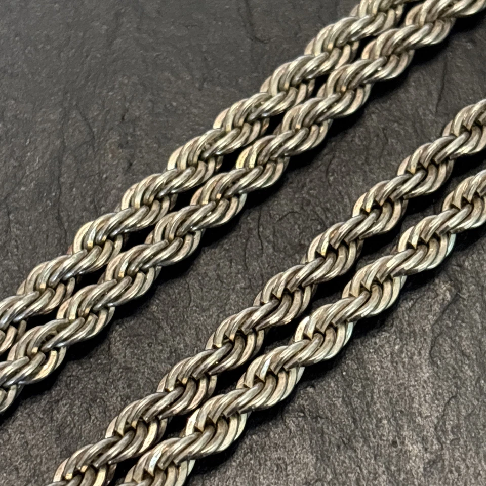 "Collar Danecraft pesado 26 g de plata de ley vintage cadena torcida 23,5"" 1d" Foto 2 de 4
