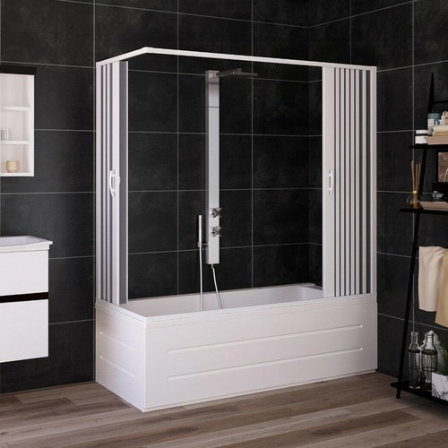 BOX DOCCIA SOPRAVASCA IN PVC 70X170CM CENTRALE 2 ANTE A SOFFIETTO BIANCO H150 - Foto 3 di 4