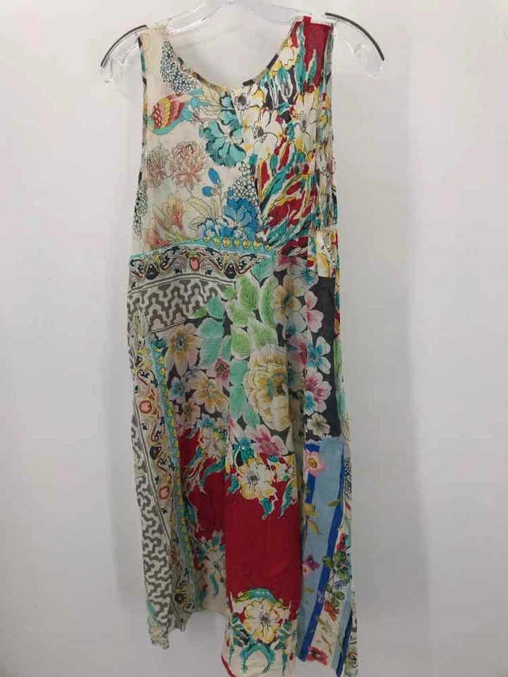 Pre-Owned Johnny Was Ivory Size Medium Knee Length Sleeveless Dress - Image 2 of 3