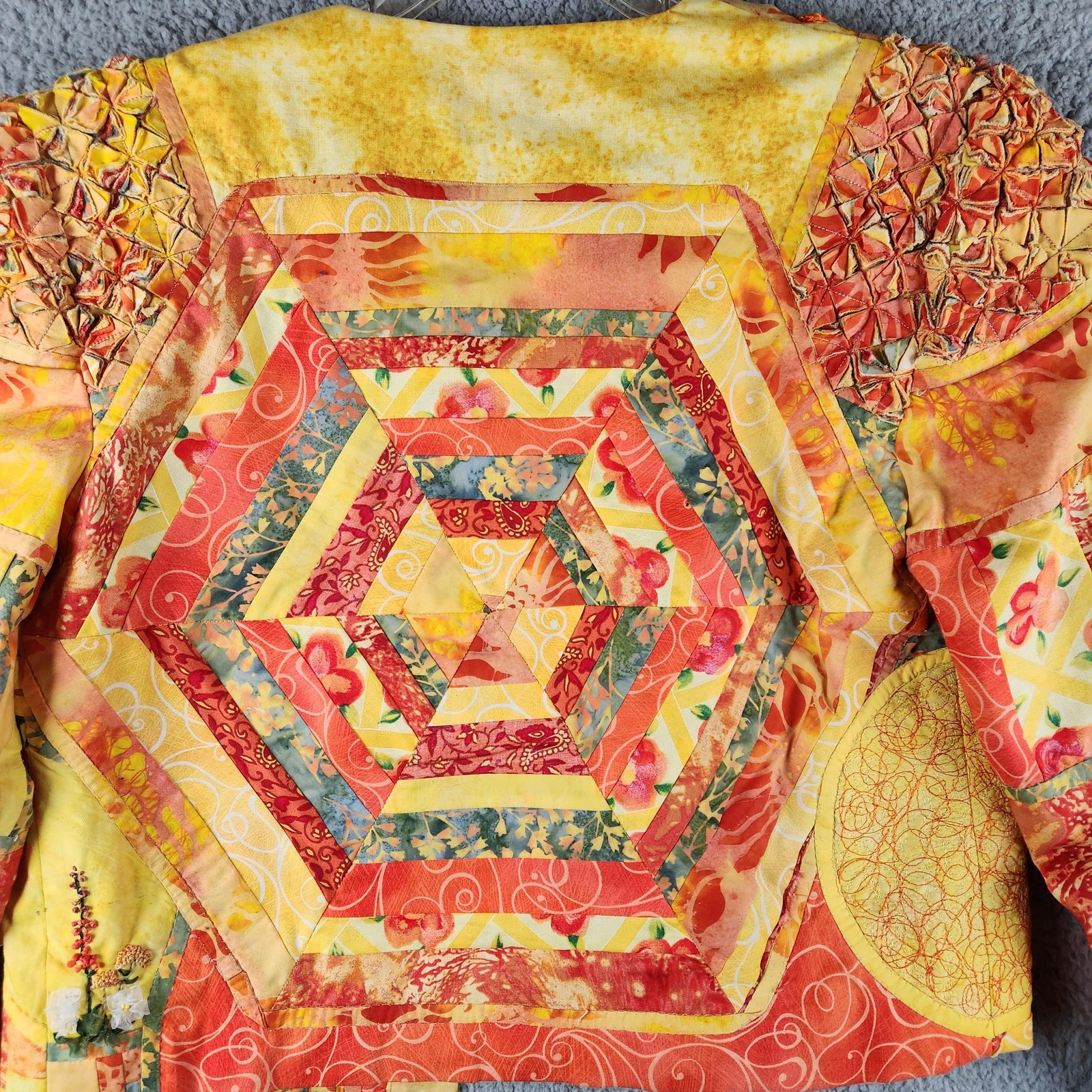 Handmade Patchwork Quilted Jacket Womens Medium O… - image 15