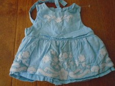 NWOT Janie and Jack Dress 3-6M Pale Blue w/ white applique flowers cotton lined