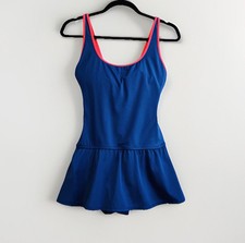 Tommy Hilfiger Swim Dress Navy Red Sz 12 Tank Full Coverage Slimming Beach