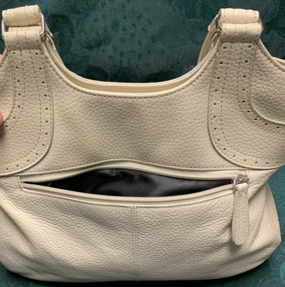 Cartera Covington Cuero Genuino 5 Bolsillos Beige 2 Asas Foto 4 de 4