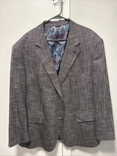 Oak Hill Blazer Jacket Mens 2XL 50/52PR Gray Birdseye Suit Coat Paisley Lined