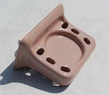 Vintage Toothbrush Cup Holder Pink Mauve Mocha Ceramic Tile-In Bathroom