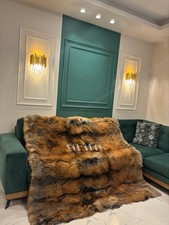 Pelliccia di volpe incrociata oro scandinava intere - coperta 180x200 cm,71x79 pollici