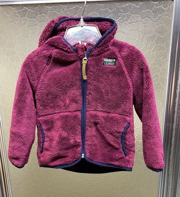 LL Bean Toddler 2T Hi-Pile Teddy Bear Fleece Full Zip Purple Sherpa Jacket 