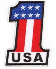 USA 1 Patch Iron On Sew On American Flag One Patriotic United States Applique Ba