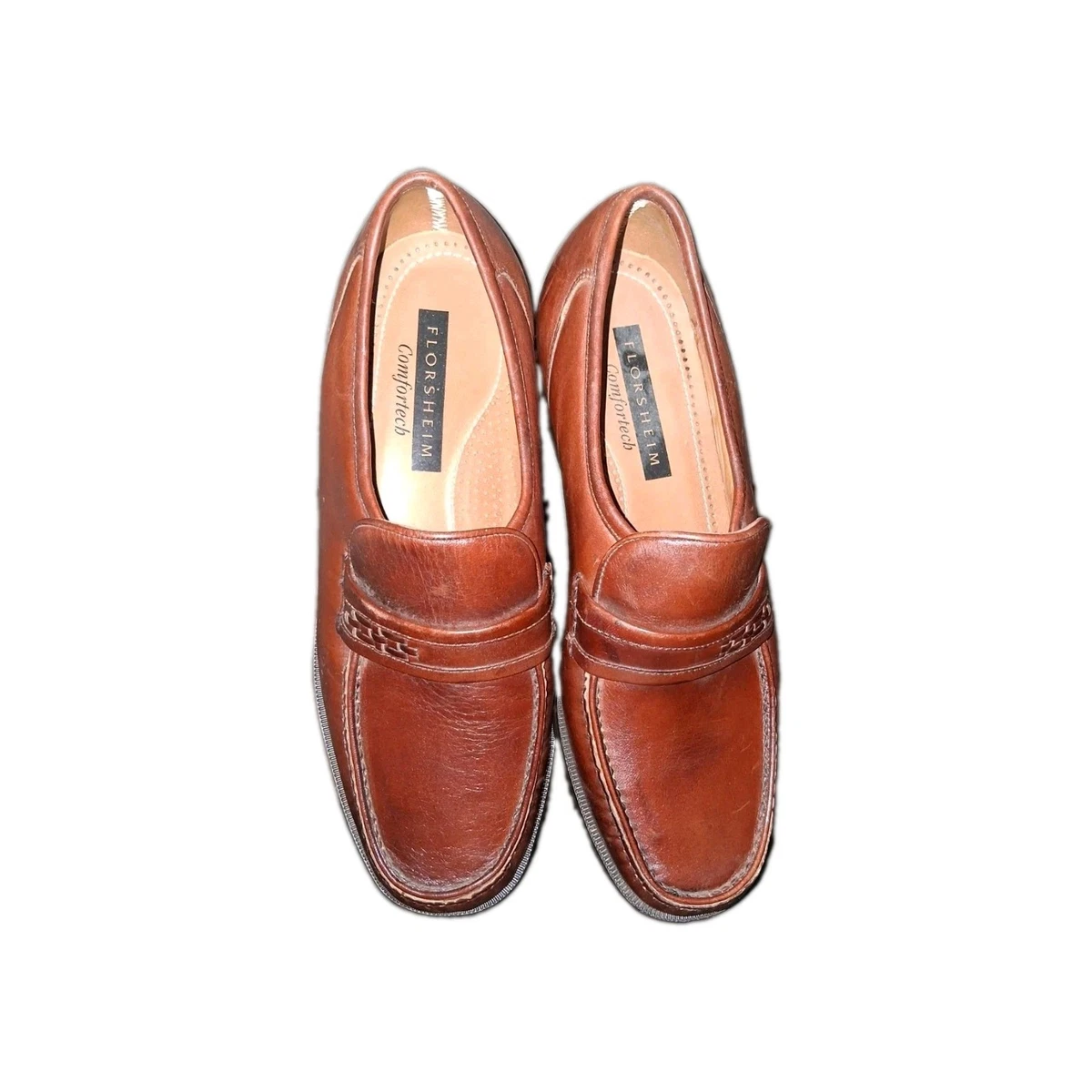 NEW!! Men\'s Florsheim Midtown Penny Loafers Cognac Leather Size 9.5EEE Florsheim Tan Leather Penny Loafers Driving | Mercari main image 3
