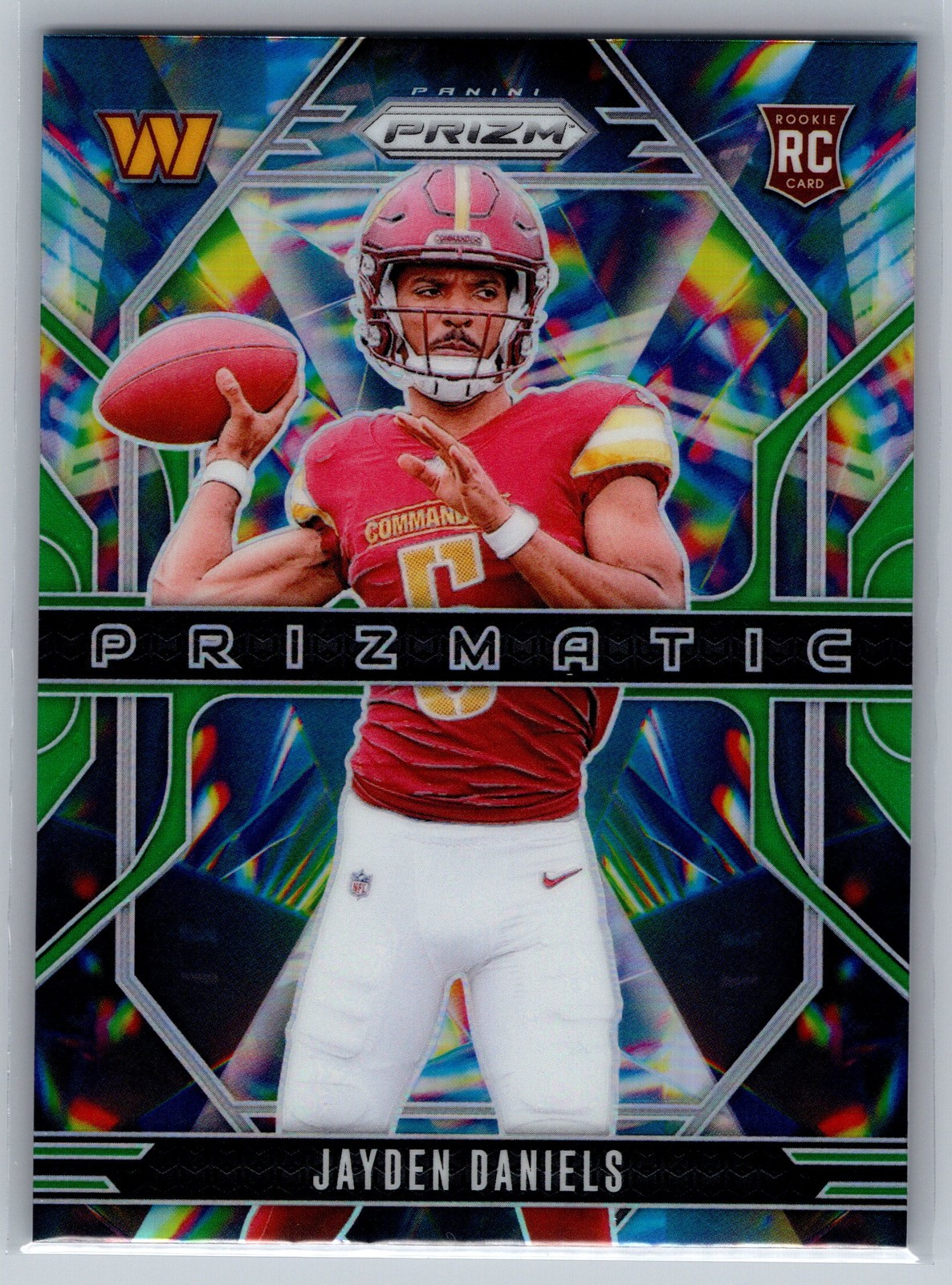 2024 Prizm Jayden Daniels Rookie Prizmatic Green #3 Commanders
