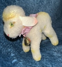 Vtg Steiff Lamb Lamby W/Ribbon Bell Name Tag Mohair Germany