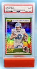 2024 Score Drake Maye #3 35th Anniversary Red Zone Rookie /20 PSA 9