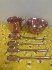 Vintage Copper Colored Long Handled Measuring Spoon Set Cup Bowl Farmhouse Lot 6