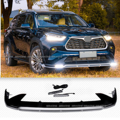 For Toyota Highlander 2022-25 Gloss Black Front Bumper Lip Spoiler Grill protect