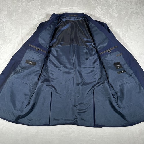 Hugo Boss Reda Super 110 Blazer Size 42R Two Button 100% Virgin Wool Blue - Picture 8 of 14