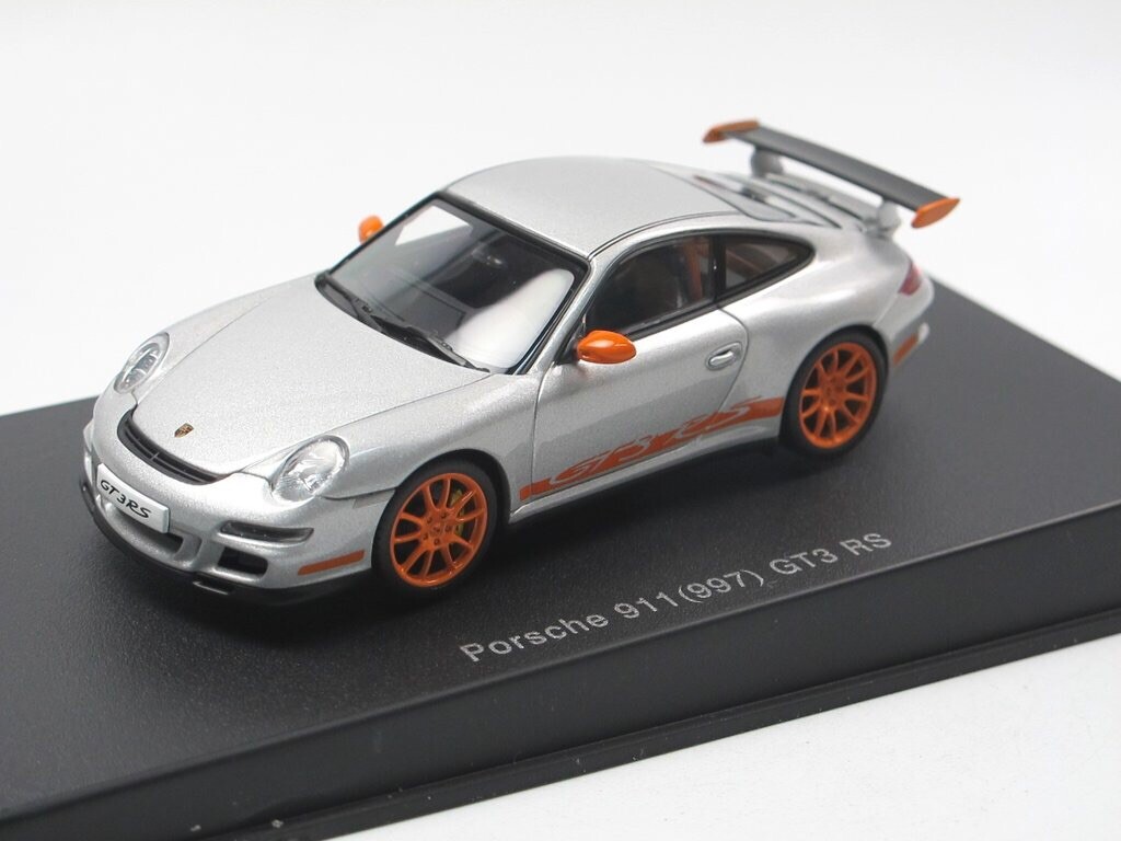 1/43 Porsche 911 Gt3 RS 997 Gen1 Silver / Orange Stripe AUTOart
