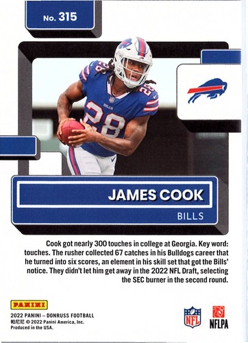 Donruss Calcio 2022 Blu Prova di Stampa Color Match RC #315 James Cook - Foto 2 di 2