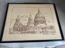 ANTIQUE NEEDLEWORK of ST. PAULS CATHEDRAL (LONDON) RARE / UNIQUE