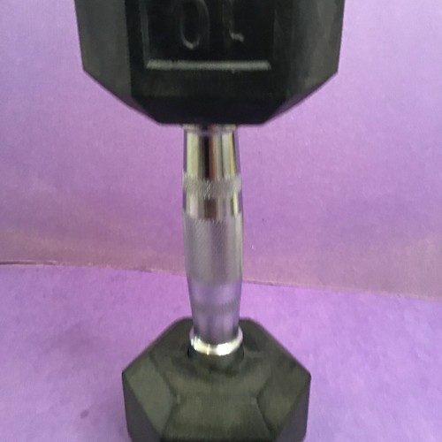 10 lb Rubber Hex Dumbbell Chrome Handle Hex Weight Gym 10lb Single - Picture 6 of 6