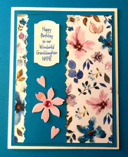 Birthday Card for Granddaughter Handmade with Personalized Name and Verse Inside