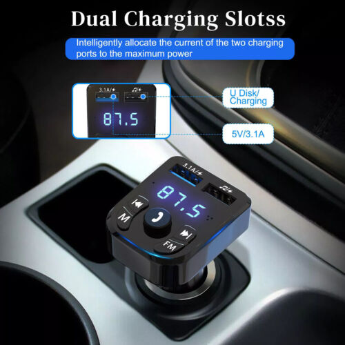 FM Transmitter Car Bluetooth Adapter MP3 Player LED Display Hands-free Calling - Picture 11 of 15