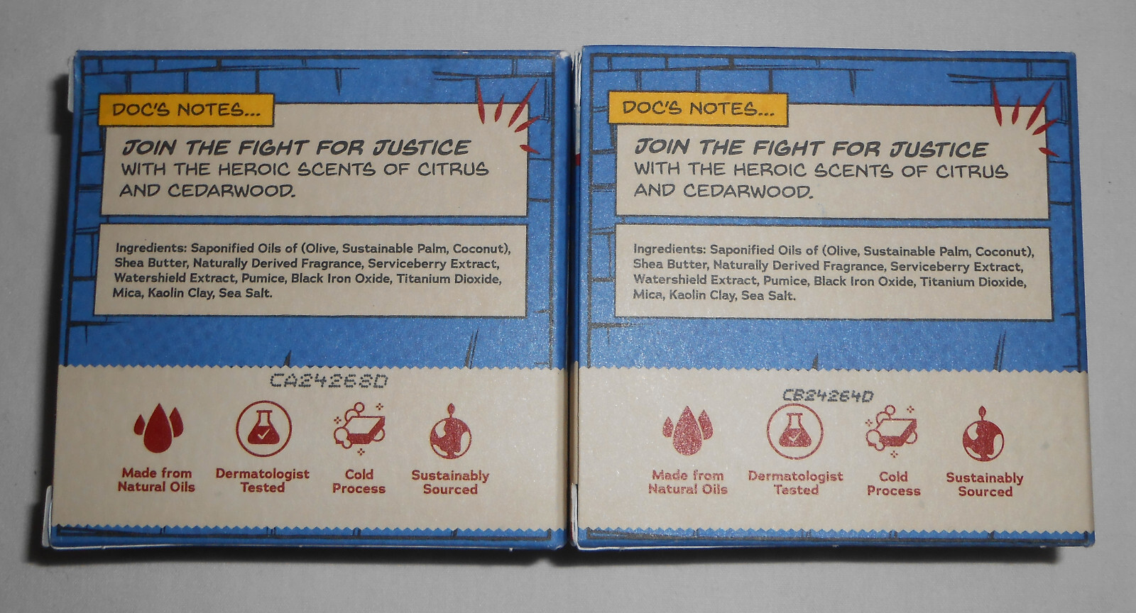 LOT OF 2: New Dr. Squatch Liberty Lather 5oz Bar Soap Light Grit Captain America